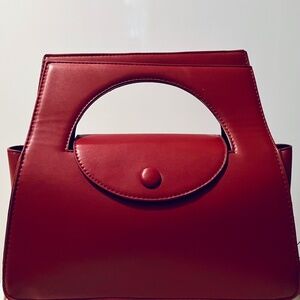 1960s-Style Cherry Red Structured Handbag